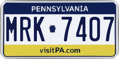 PA license plate MRK7407