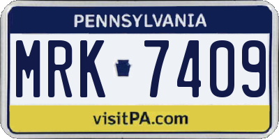 PA license plate MRK7409