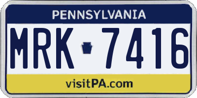 PA license plate MRK7416