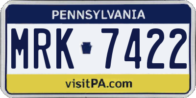 PA license plate MRK7422