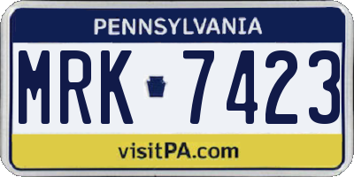 PA license plate MRK7423