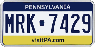 PA license plate MRK7429
