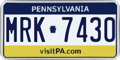 PA license plate MRK7430