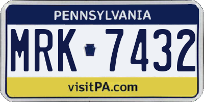 PA license plate MRK7432
