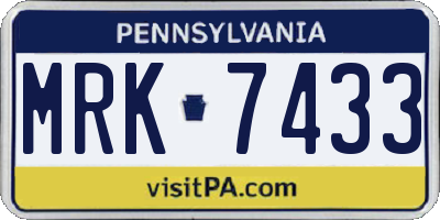 PA license plate MRK7433