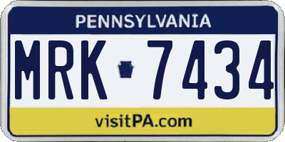 PA license plate MRK7434