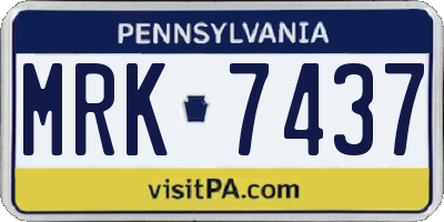 PA license plate MRK7437