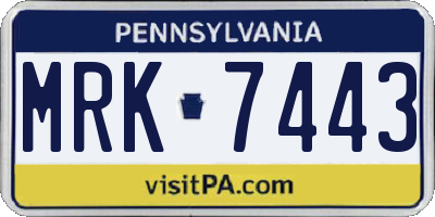PA license plate MRK7443