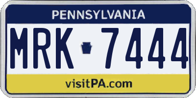 PA license plate MRK7444