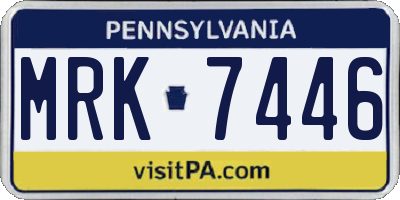 PA license plate MRK7446