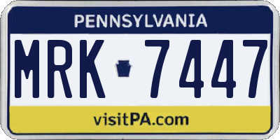 PA license plate MRK7447