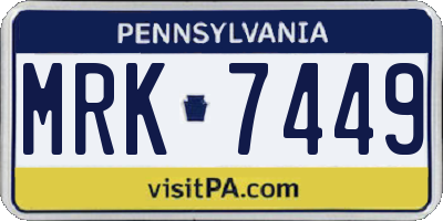 PA license plate MRK7449