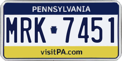 PA license plate MRK7451
