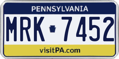 PA license plate MRK7452