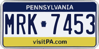 PA license plate MRK7453