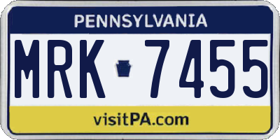 PA license plate MRK7455