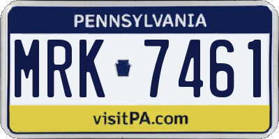 PA license plate MRK7461