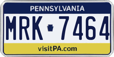 PA license plate MRK7464