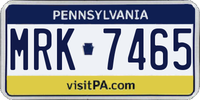 PA license plate MRK7465