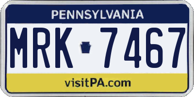PA license plate MRK7467