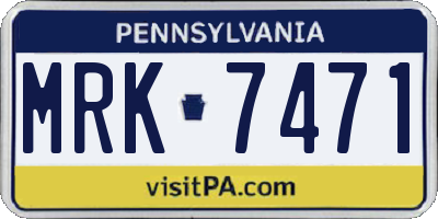 PA license plate MRK7471