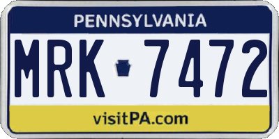 PA license plate MRK7472