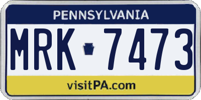 PA license plate MRK7473