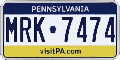 PA license plate MRK7474