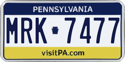 PA license plate MRK7477