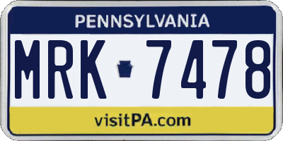 PA license plate MRK7478