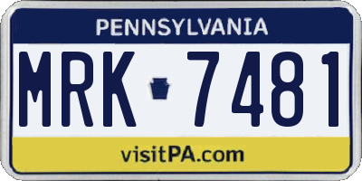 PA license plate MRK7481