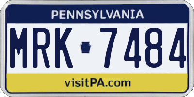 PA license plate MRK7484