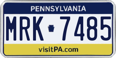 PA license plate MRK7485