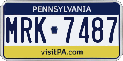 PA license plate MRK7487