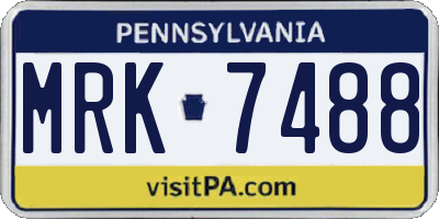 PA license plate MRK7488