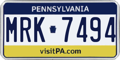 PA license plate MRK7494