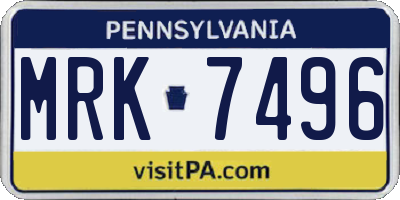 PA license plate MRK7496