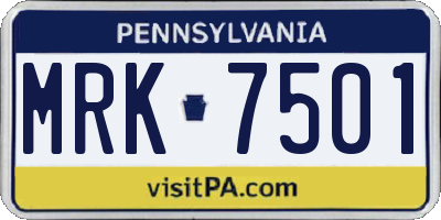 PA license plate MRK7501