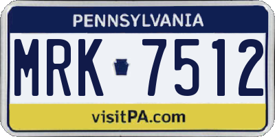 PA license plate MRK7512