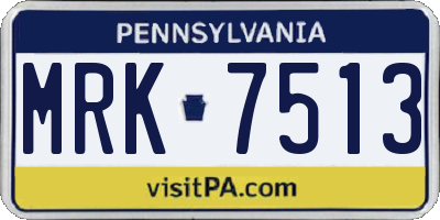 PA license plate MRK7513