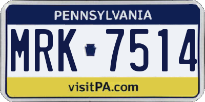 PA license plate MRK7514