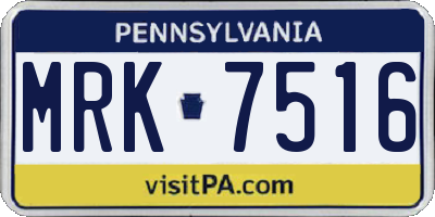 PA license plate MRK7516