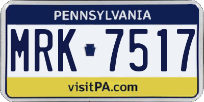 PA license plate MRK7517