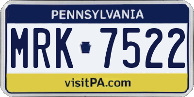 PA license plate MRK7522