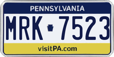 PA license plate MRK7523