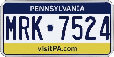 PA license plate MRK7524