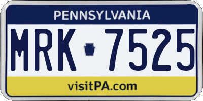 PA license plate MRK7525