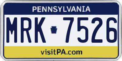 PA license plate MRK7526
