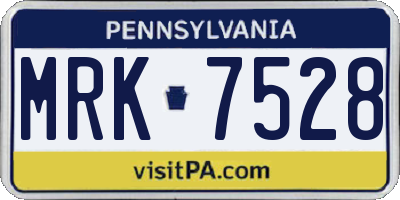 PA license plate MRK7528