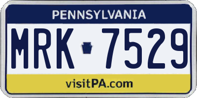 PA license plate MRK7529